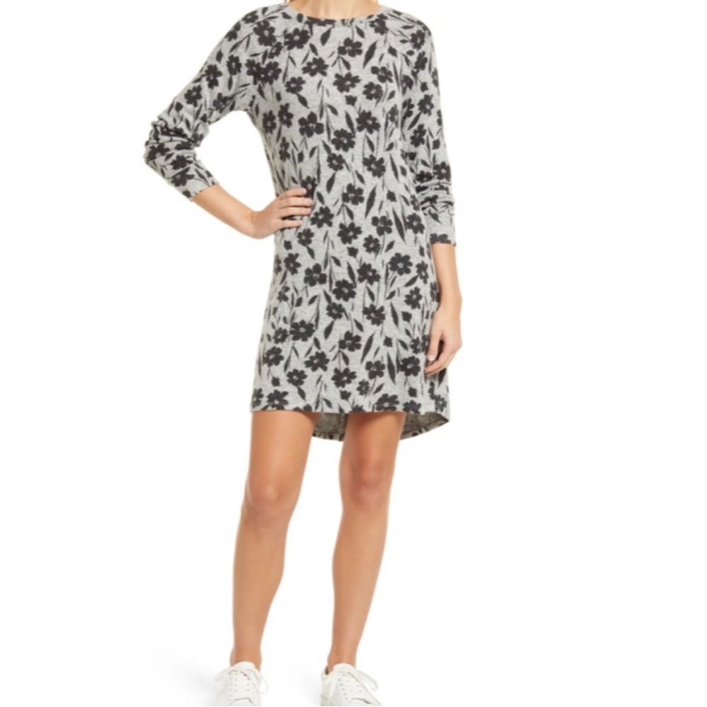 Bobeau Black and Gray Floral Dress